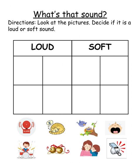 Hearing Preschool Activities, 5 Senses Hearing Activities, Sense Of Sound Preschool Activities, Sense Of Hearing Activities Preschool, Sense Of Hearing Worksheet, Sound Activities For Kids, What Is Sound, Loud Soft, Five Senses Preschool