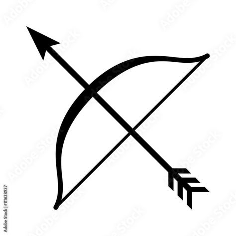 Stock Image: Long bow and arrow archery line art icon for games and websites Bow And Arrow Silhouette, Arrow Tat, Arrow Silhouette, Arrow Archery, Arrow Art, Long Bow, Archery Bow, Bow Arrow, Arrow Tattoo