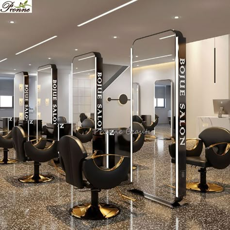 Luxury Salon Interior Design, Mirror Belt, Salon Mirror, Shop Mirror, Hair Salon Furniture, Salon Mirrors, Beauty Salon Furniture, Hair Salon Interior, Salon Suites Decor