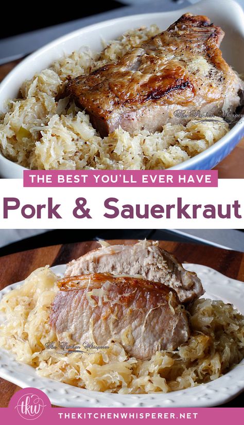 Ring in the New Year with THE BEST Pork and Sauerkraut recipe! Juicy and packed with so much flavor! Mom's recipe perfected! | thekitchenwhisperer.net #porkroast #porkandsauerkraut #NYE #newyearseve #comfortfood #pork #sauerkraut #newyear Pork And Sauerkraut Recipe, Pork Roast And Sauerkraut, Pork And Sauerkraut, Sauerkraut Recipe, Pork Roast Recipes, Sauerkraut Recipes, Pork Dinner, Pork Loin Roast, Crockpot Pork