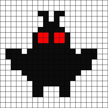 Mothman Perler Bead Pattern | Bead Sprites | Characters Fuse Bead Patterns Fuse Bead Patterns, Pixel Art Templates, Pattern Maker, Kandi Patterns, Bead Sprite, Tapestry Crochet Patterns, Pixel Art Pattern, Bead Pattern, Perler Patterns