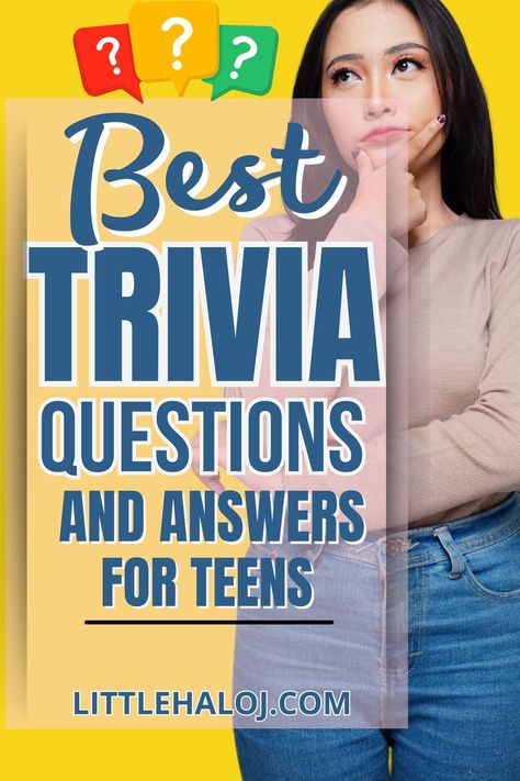 Add some excitement to your next gathering with these fun trivia questions for teens! Whether you're a pop culture fanatic or a history buff, there's a question for you. Challenge your friends and family to see who knows the most with these entertaining trivia questions and answers. Teen Trivia Questions And Answers, Pop Culture Trivia Questions And Answers, Trivia Questions And Answers For Teens, Kids Trivia Questions, Movie Quiz Questions, Questions For Teens, Friends Trivia, Pop Culture Trivia, Fun Trivia Questions