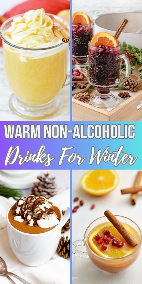 Warm Non-Alcoholic Drinks For Winter | Warm Mocktail Ideas | Warm Drinks For Winter | Non-Alcoholic Drink Ideas | Warm Drink Ideas #WarmDrinks #NonAlcoholic #Mocktails #WinterDrinks #DrinkRecipes Party Drink Recipes Nonalcoholic, Hot Apple Cider Mocktail Non Alcoholic, Hot Drinks For Winter Non Alcoholic, Hot Non Alcoholic Drinks, Non Alcoholic Hot Toddy, Non Alcoholic Hot Drinks, Non Alcoholic Coffee Drinks, Hot Drink Recipes Nonalcoholic, Warm Cranberry Drink