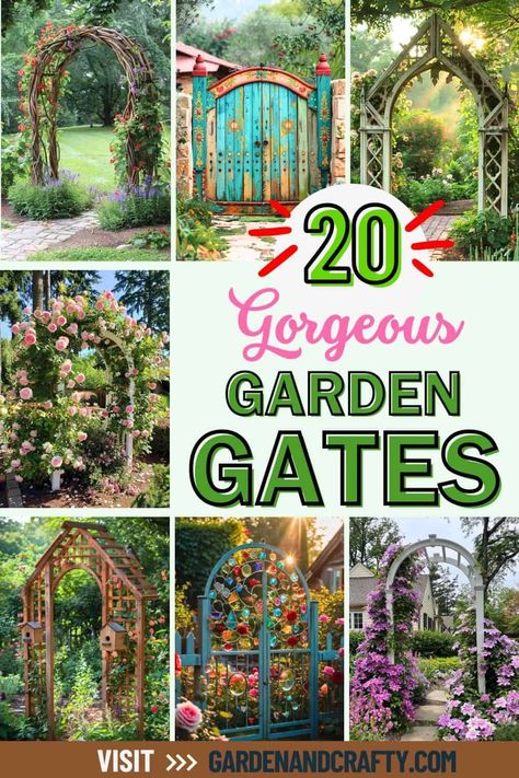 20 Gorgeous Garden Gate Ideas to Inspire Your Dream Entrance Fairy Gates Garden Entrance, Garden Gate Design Ideas, Garden Entryway Ideas, Yard Gates Ideas, Garden Doors And Gates, Garden Entrance Ideas, Garden Gate Decor, Mini Rock Garden, Garden Gate Ideas