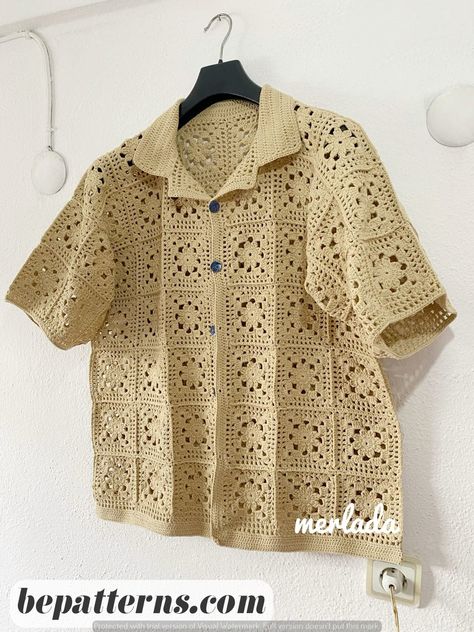 Easy Crochet Patterns | Cozy Granny Square Cardigans for Beginners Crochet Cardigan For Beginners, Crochet Shirt Pattern, Granny Square Crochet Cardigan, Mens Shirt Pattern, Shirt Crochet, Crochet Men, Crochet Baby Sweaters, Granny Square Crochet Patterns Free, Crochet Patterns Free