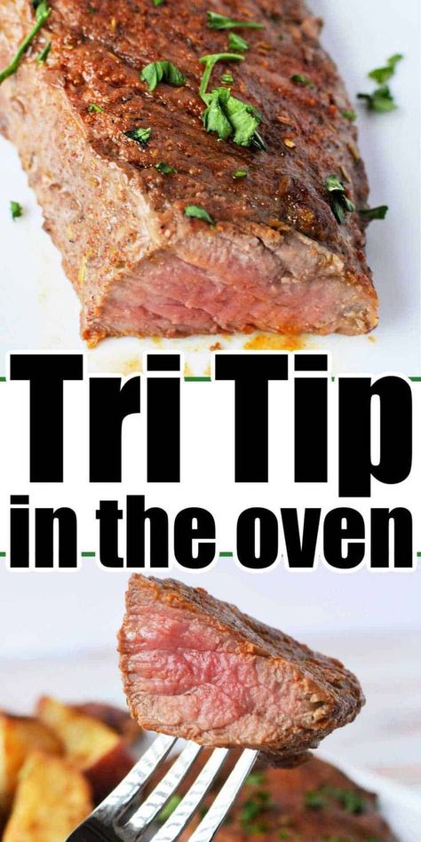 Try our melt-in-your-mouth oven-roasted Tri Tip beef recipe. Made with a flavorful blend of seasonings, it’s first seared in a hot cast iron skillet and then slow-roasted to perfection. You’ll love the crispy edges and the juicy slices of delicious beef. Serve it as sandwiches, tacos, salads, rice bowls, or with mashed potatoes. It’s a classic recipe that you can bake up in less than 30 minutes! Perfect for a quick and easy summer dinner. Tri Tip Oven How To Cook, Oven Tri Tip How To Cook, Easy Tri Tip Recipes Ovens, Baked Tri Tip Recipes Ovens, Tritip In The Oven, Tritip Recipes Oven, Cook Tri Tip In Oven, Oven Tri Tip, Tri Tip Recipes Oven