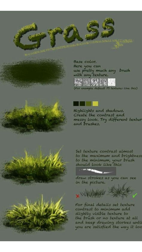 Grass Tutorial, Tutorial Acrylic Painting, Tree Drawing Simple, Grass Drawing, Grass Texture, Waves Tutorial, Acrylic Painting Ideas, Acrylic Painting Flowers, Acrylic Painting Lessons