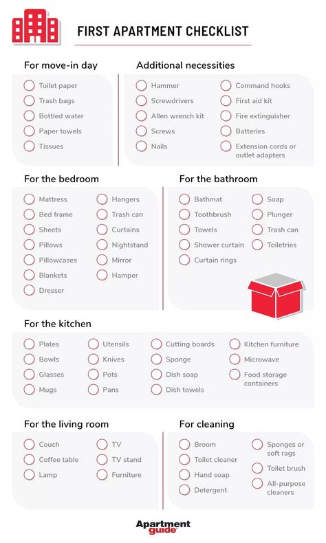 First Apartment Tips, New Home Essentials, First Apartment Essentials, New Home Checklist, First Apartment Checklist, Apartment Needs, Apartment Hunting, Apartment Checklist, Room Vibes