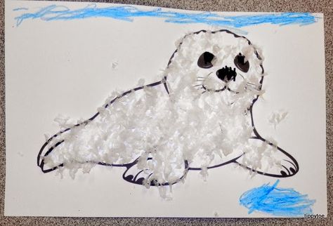 Harp Seal Craft, Seal Craft Preschool, Seal Crafts For Kids, Fluffy Seal, Arctic Animals Crafts, Winter Animal Crafts, Antarctic Animals, Animals Crafts, Polo Nord