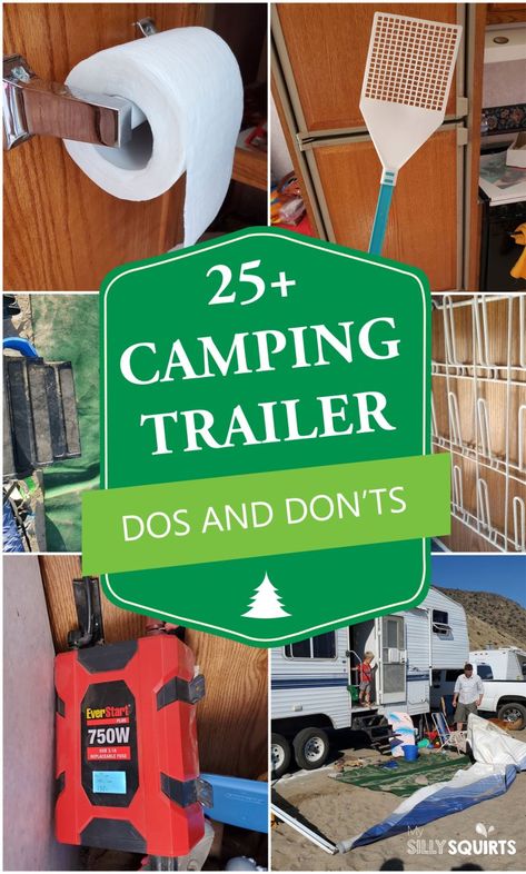 Travel Trailer Hacks, Camper Organization Travel Trailers, Travel Trailer Living, Rv Camping Checklist, Camper Organization, Camping Must Haves, Rv Camping Tips, Camper Hacks, Travel Trailer Camping