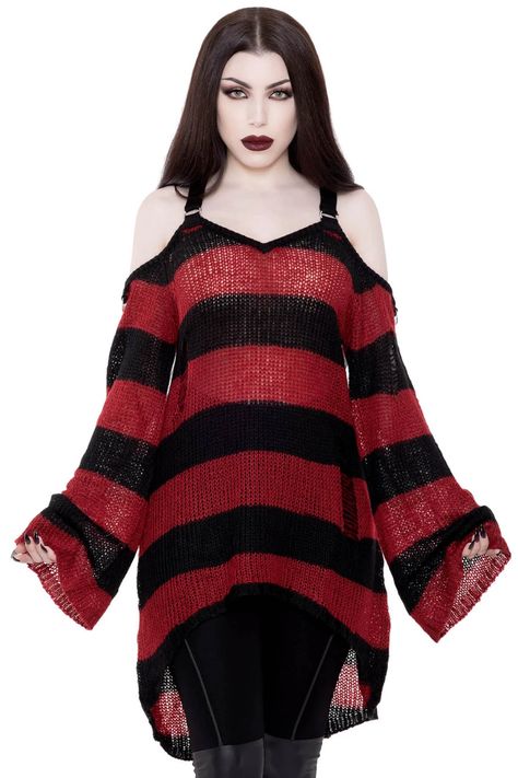 Plus Size Goth Clothes, Goth Plus Size, Plus Size Gothic, Plus Size Goth, Goth Clothes, 2010 Fashion, Under Your Spell, Distressed Sweaters, Gothic Clothing