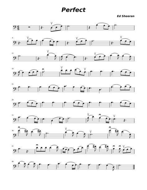 Print and download in PDF or MIDI Perfect - Ed Sheeran. Free Sheet music for Piano. Made by Kevin Chiu. Cello Notes, Bass Clef Sheet Music, Perfect By Ed Sheeran, Adjectives Exercises, Popular Piano Sheet Music, Trombone Music, Learn To Play Piano, Sheet Music With Letters, Trombone Sheet Music