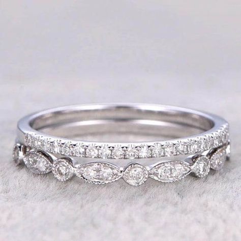 Diamond Wedding Ring Sets, Jewellery Tools, White Gold Wedding Ring Set, Jewellery Shops, Matching Wedding Rings, Stackable Wedding Bands, Diamond Wedding Rings Sets, Necklace Organizer, Half Eternity Band