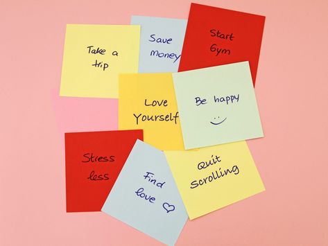 Here's how to stick to your New Year's resolution, once and for all–and it's actually a pretty easy strategy. Sticky Photography, Words For Beautiful, New Year Resolutions Ideas, New Years Resolutions Ideas, Notes Photography, Resolutions Ideas, Motivation Words, Happy Drink, New Years Traditions