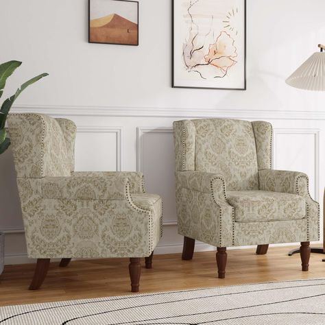 PRICES MAY VARY. Exquisite floral pattern design: Rolled arms and wooden legs exude a charming vintage vibe. The chair's stylish nailhead trim and floral print add a touch of elegance to your living space Extra comfort: The cushion and wingback of this armchair is made of high-density and high-elasticity foam. The backrest of the armchair is designed according to the curve of the human back, which is ergonomically designed to provide you with maximum comfort Sturdy and durable frame: Constructed Bedroom Light Brown, Accent Chair Modern, Floral Armchair, Wingback Accent Chair, Comfy Armchair, Chair For Living Room, Bedroom Light, Fabric Accent Chair, Single Sofa Chair