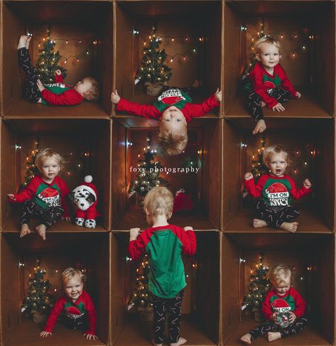 Kids Christmas Photoshoot, Toddler Christmas Pictures, Toddler Christmas Photos, Christmas Photoshoot Kids, Diy Christmas Photoshoot, Diy Christmas Pictures, Christmas Pictures Kids, Christmas Photoshoot Ideas, Box Noel