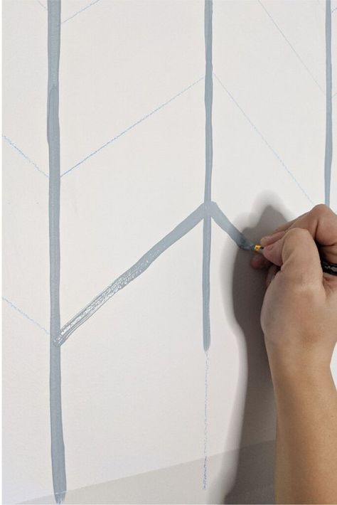 Hand Painted Wall Pattern, Diy Herringbone Wall, Fake Wallpaper, Herringbone Stencil, 2022 Bedroom, Wallpaper Crafts, Camper Reno, Herringbone Wall, Herringbone Wallpaper