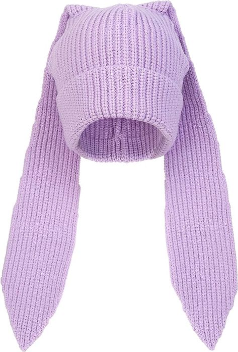 Beanie Hats for Women Cute Bunny Solid Color Knit Winter Cap Rabbit Knit Long Hair Holloween Cosplay Hat Warm Skull Cap at Amazon Women’s Clothing store Scrapbook Cutouts, Crochet Skull Cap, Rabbit Beanie, Bunny Ears Hat, Knit Rabbit, Bunny Beanie, Hats Cute, Rabbit Crochet, Hat Outfits