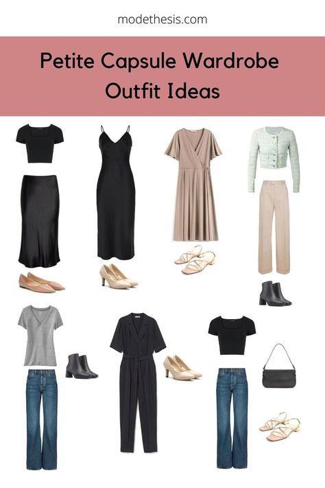 Indian Outfits For Petite Women, Capsule Wardrobe For Curvy Petite, Petite Capsule Wardrobe 2023, Capsule Wardrobe For Petite Women, Petite Wardrobe Essentials, Petite Outfits 2023, Petite Curvy Outfits, Curvy Outfits Summer, Capsule Wardrobe Tips