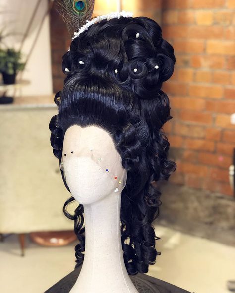 Victorian Hairstyles Long Hair, Rococo Wigs, Goth Rococo, Victorian Wig, 1800 Hair, Rococo Hairstyles, Rococo Hair, 1700s Hair, Black Rococo