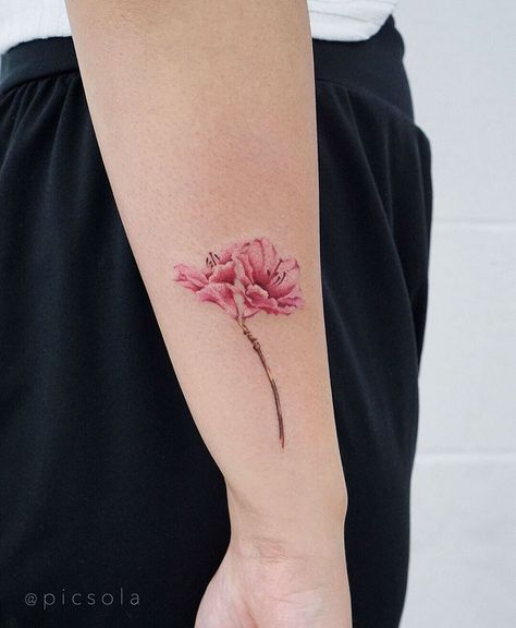 Azalea Tattoo Simple, Azalea Flower Tattoo Simple, Azalea Flower Tattoo, Azalea Tattoo, Tattoo Watercolor, Azalea Flower, Self Love Tattoo, Doodle Tattoo, Tattoo Simple