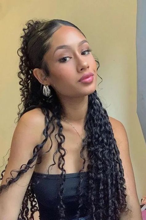 Sleek ‘n’ Curly Half-Up Half-Down Cornrow Styles, Cute Curly Hairstyles, Curly Hair Styles Easy, Hairdos For Curly Hair, Cornrow Hairstyles, Cornrow, Curly Hair Tips, Short Bob Hairstyles, Curly Hairstyles