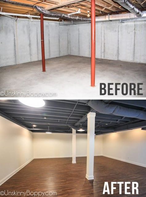 Basement Ceiling Painted, Cheap Basement Remodel, Basement Refinishing, Dream Basement, Basement Remodel Diy, Basement Gym, Basement Inspiration, Basement Living Rooms, Diy Basement