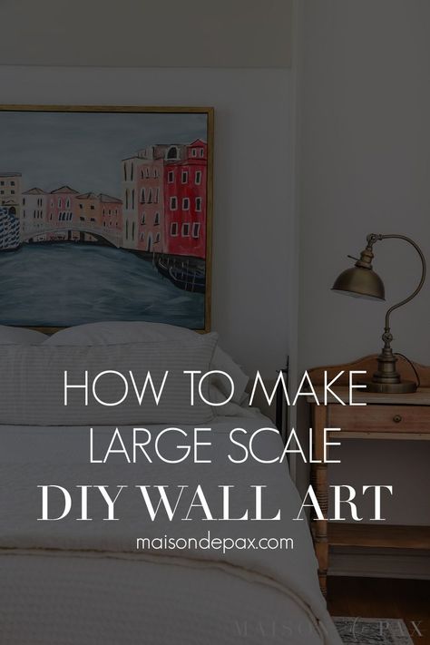 Make Your Own Large Wall Art, Make Large Wall Art, Paint Around Picture On Wall, Painting A Large Canvas, Paint Your Own Artwork Canvases, Abstract Bedroom Wall Art, Create Your Own Artwork, Large Framed Fabric Wall Art, Large Canvas Wall Art Ideas