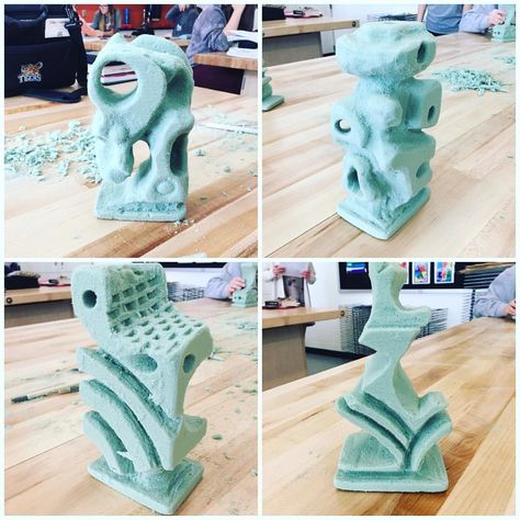 Intro To Sculpture Projects, High School Relief Sculpture, High School Art Sculpture Projects, Sculpture Art High School, Foam Carving Ideas, Foam Carving Sculpture, Foam Clay Sculpture, Sculpture Projects For High School, Foam Sculpture Ideas