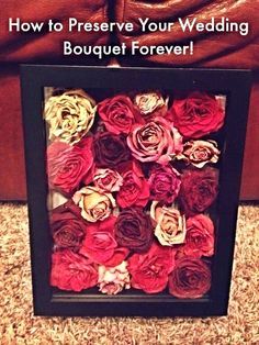 Here is such a smart way to keep your wedding flowers forever. What a cute DIY wedding project! Wedding Bouquet Preservation, Deco Floral, Wedding Wishes, Fairytale Wedding, Wedding Planners, Here Comes The Bride, Wedding Bells, Makeup Products, Future Wedding