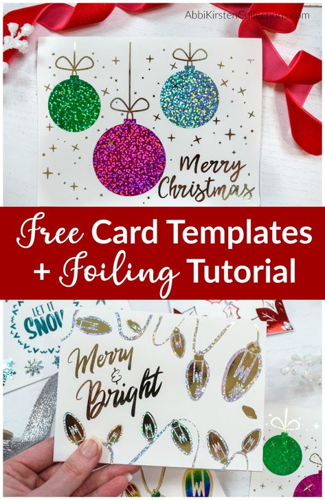 Christmas Cards Cricut Templates Free, Cricut Foil Christmas Cards, Free Cricut Christmas Cards, Cricut Christmas Cards Free Svg, Free Card Svg, Cricut Christmas Cards Ideas, Christmas Cards Cricut, Diy Christmas Cards Cricut, Foiling Techniques