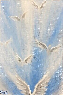 Angel wings,Guardian Angel,original painting,white,blue,wall art,religious art  | eBay Textured Canvas Art Angel Wings, Angelic Paintings, Angel Baby Painting, Heaven Watercolor, Guardian Angel Painting, Abstract Angel Painting, Christian Art Painting, Angel Wings Painting, Watercolor Angel