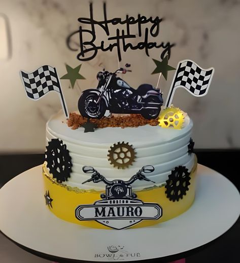 Motor Cake, Birthday Cake For Brother, Motorcycle Birthday Cakes, Motorcycle Cake, Bike Cakes, Boys 1st Birthday Cake, Toy Story Party Decorations, Drink Topper, 10 Birthday Cake