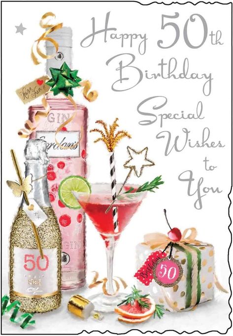 Happy 50th Birthday Wishes, Birthday Wishes For Women, French Fancies, Happy Birthday Greetings Card, 50th Birthday Wishes, Cocktail Champagne, Happy Birthday Ecard, Happy Cake, Daughter Birthday Cards