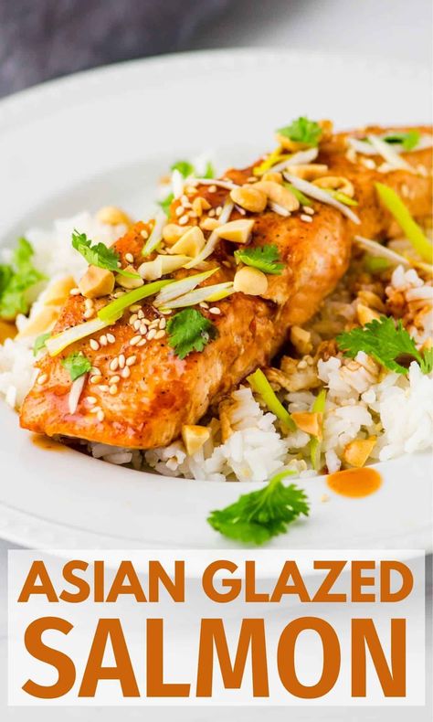 Asian Style Tilapia, Asian Sauce For Salmon, Sauce For Grilled Salmon, Asian Glazed Salmon, Almond Salmon, Asian Food Appetizers, Easy Salmon Recipe, Family Dinner Recipe, Asian Salmon