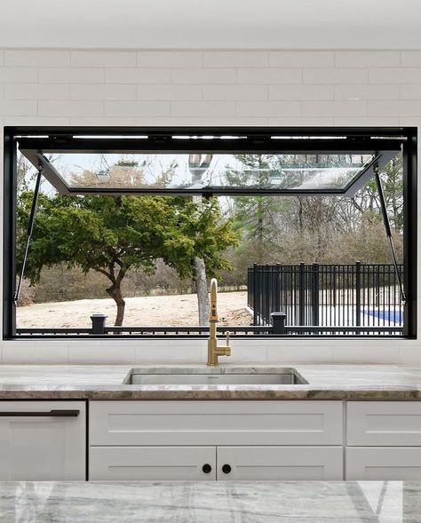 Pass Through Window Ideas | Pella Awning Kitchen Window, Awning Windows Kitchen, Pass Through Window Kitchen To Living, Pass Through Window Kitchen, Kitchen Pass Through Window, Pass Through Kitchen, Pop Out Window, Kitchen Pass Through, Bifold Patio Doors