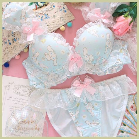 A collection of the cutest fairy kei and pastel kei fashion, clothing, and accessories! Kei Fashion, Cute Bras, Cute Fairy, Blue Pastel, Cute Lingerie, Comfortable Bras, Pretty Lingerie, Mori Girl, Pajama Set Women