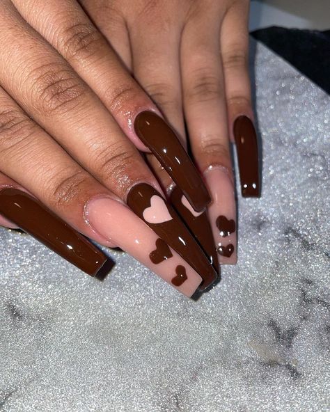 Chocolate Nails, Brown Acrylic Nails, Brown Nail, Long Square Acrylic Nails, Acrylic Nails Coffin Short, Acrylic Nails Coffin, Square Acrylic Nails, Luxury Nails, Coffin Nails Designs