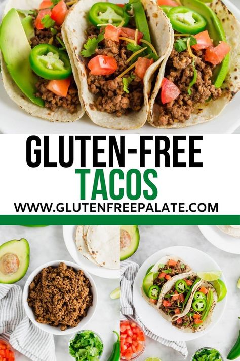 Gluten Free Tacos Recipes, Dairy Free Tacos, Gluten Free Taco, Turkey Tacos Recipes, Pork Carnitas Tacos, Taco Meal, Gluten Free Tacos, Gluten Free Dinner Easy, Carnitas Tacos