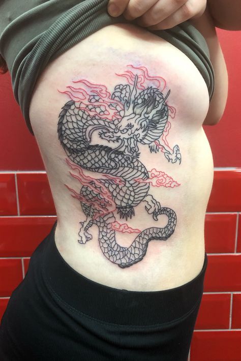 Dragon rib tattoo #ribtattoo #dragontattoo #outline #linework | Sep 21st 2019 | 1182264 Dragon Rib Tattoo, Tattoo Dragon, London Tattoo, Peonies Tattoo, Rib Tattoo, Dragon Tattoo, Armband Tattoo, Angel Tattoo Men, All Tattoos