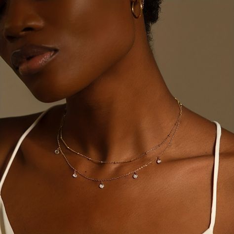 Faster shipping. Better service Layer Necklaces, Dainty Necklace Layered, Elegant Choker, Dainty Choker Necklace, Layered Choker Necklace, Silver Necklace Set, Layered Chain, Chain For Women, Small Beads