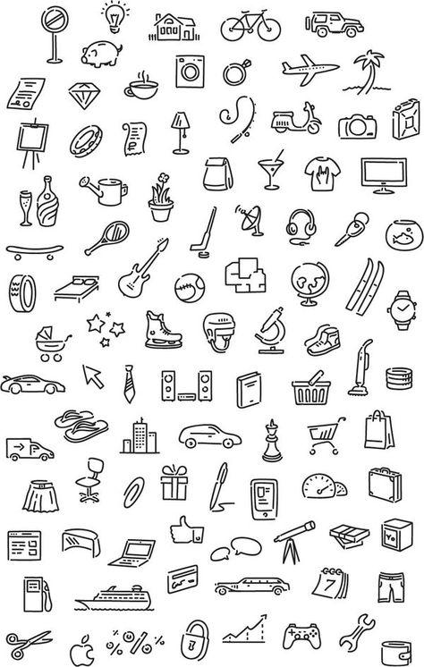 Drawn Icons, Sketch Note, Zestaw Ikon, Arte Doodle, Hand Drawn Icons, Doodle Icon, Sketch Notes, Bullet Journal Inspo, Bullet Journal Doodles