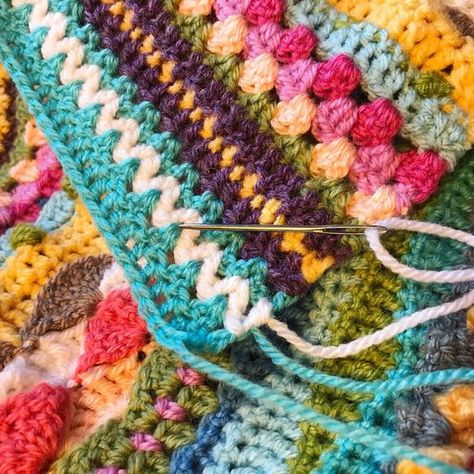 Seaside Stash Busting Blanket – Week 35 – Coastal Crochet Confetti Yarn Projects, Seaside Stash Busting Blanket, Crochet Sampler Blanket, Minimalist Crochet, Coastal Crochet, Scrap Crochet, Scrap Yarn Crochet, Afghans Crochet, Scrap Yarn