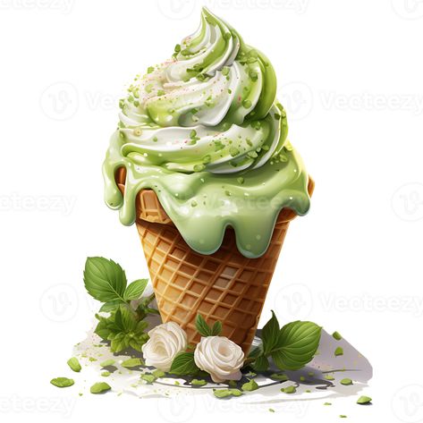 Ice Cream Matcha, Tea Ice Cream, Ice Cream Poster, Green Tea Ice Cream, Matcha Ice Cream, Pink Ice Cream, The Matcha, Mini Tattoo, Tattoo Girl