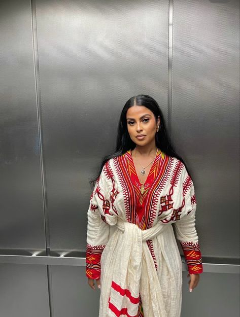 Eritrean Zuria Dresses, Red Habesha Kemis, Ethiopian Women Fashion, Habesha Kemis Modern, Habesha Kemis Ethiopian Dress, Eritrean Clothing, Ethiopian Dresses, Ethiopian Wedding Dress, Ethiopian Fashion