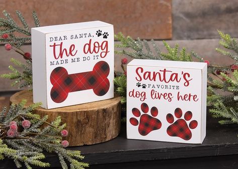 Wood Block Crafts, Dog Box, Stocking Hanger, Themed Christmas, Dog Projects, Dog Crafts, Cat Box, Cat Themed, Primitive Christmas