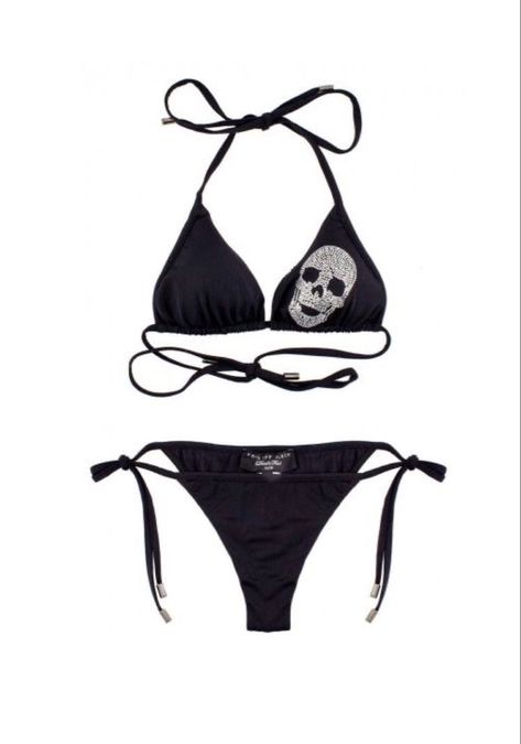 Goth Swimwear, Dr Mundo, Skull Clothes, Black Bikinis, Y2k Swimsuit, Skull Clothing, Vacation Wardrobe, Dr Closet, Cute Swimsuits