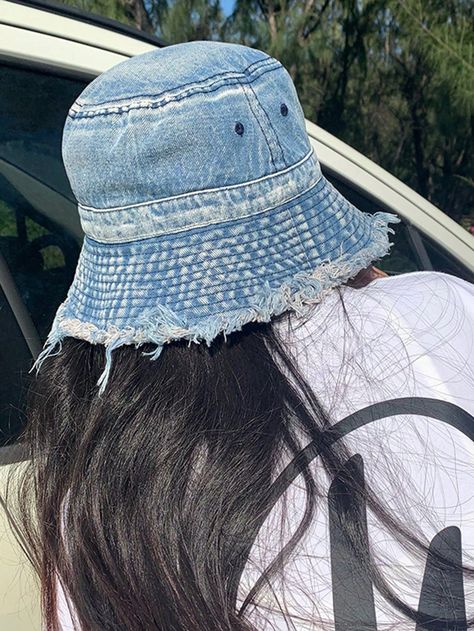 Baby Blue  Collar  Denim   Embellished   Women Accessories Jeans Embellished, Butterfly Effect, Amazing Products, Baby Blue, Daily Life, Bucket Hat, Women Accessories, Trim, Collar