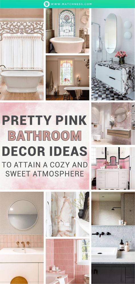 Pink Bathroom Decorations, Vintage Pink Tile Bathroom, Pink Bathroom Decor Ideas, Pink Bathroom Ideas, Black Bathrooms, Pink Tile Bathroom, Feminine Bathroom, Pink Bathrooms, Pink Bathtub