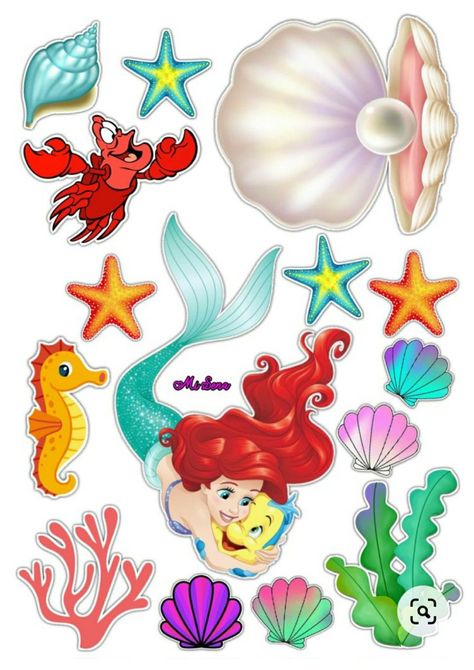 Mermaid Topper Printable, Ariel Cake Topper Printable, Little Mermaid Cake Topper Printable, Mermaid Cake Topper Printable, Ariel Cake Toppers, Little Mermaid Cake Topper, Birthday Party Mermaid, Disney Princess Birthday Cakes, Topper Mermaid